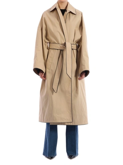 Shop Balenciaga Belted Trench Coat In Beige