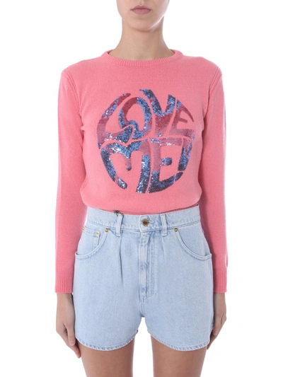 Shop Alberta Ferretti Love Me Sequins Sweater In Pink