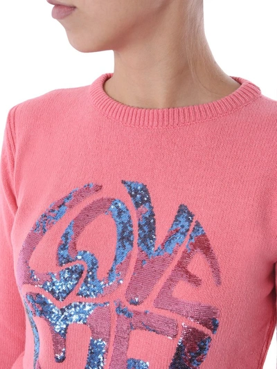 Shop Alberta Ferretti Love Me Sequins Sweater In Pink