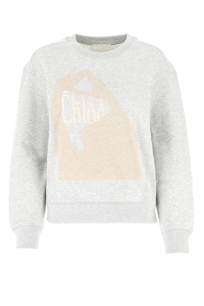 Shop Chloé Logo Printed Sweatshirt In Grey