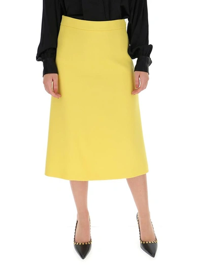 Shop Prada A Line Midi Skirt In Yellow