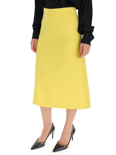 Shop Prada A Line Midi Skirt In Yellow