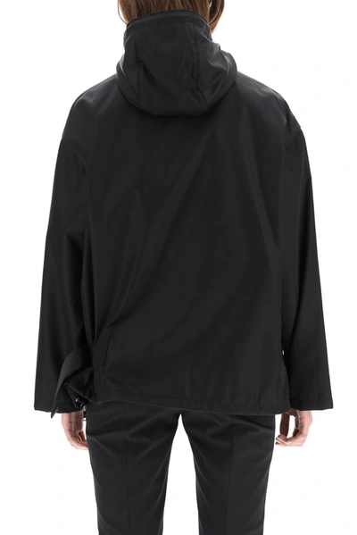 Shop Prada Belt Bag Attached Hooded Jacket In Black