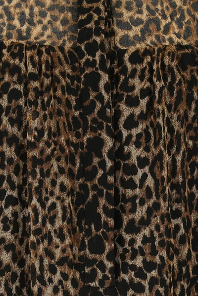 Shop Saint Laurent Leopard Print Pussybow Dress In Multi