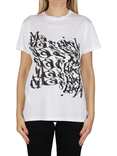 Shop Maison Margiela Distorted Logo Print T In White