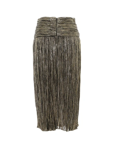 Shop Saint Laurent Pleated Midi Skirt In Black