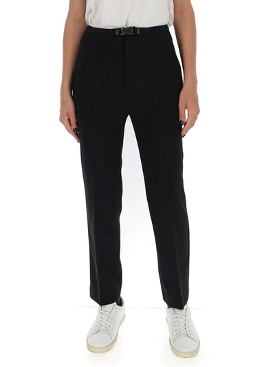 Shop Prada Belted Slim Fit Pants In Black