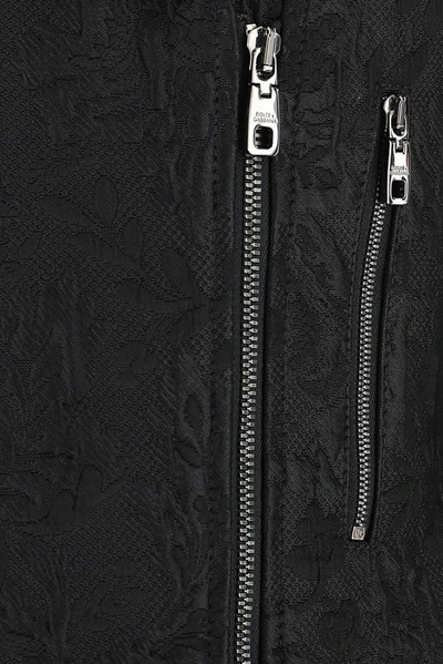 Shop Dolce & Gabbana Jacquard Biker Jacket In Black