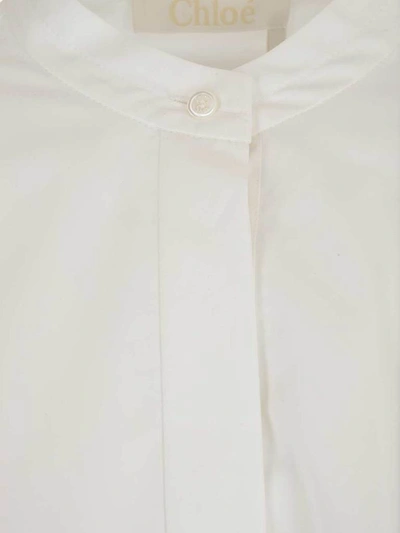 Shop Chloé Oversized Mandarin Collar Shirt In White