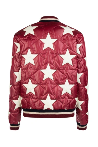 Shop Saint Laurent Padded Star Bomber Jacket In Red