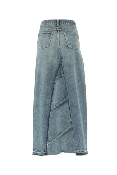 Shop Saint Laurent Maxi Denim Skirt In Blue