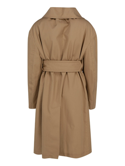 Shop Mm6 Maison Margiela Double Breasted Trench Coat In Beige