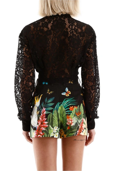 Shop Dolce & Gabbana Lace Knotted Shirt In Black