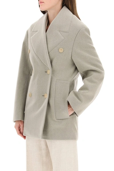 Shop Jacquemus Le Caban Oversized Double Breasted Coat In Beige