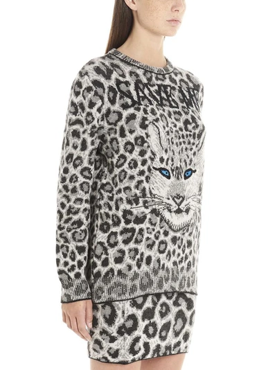 Shop Alberta Ferretti Save Me Leopard Knitted Sweater In Grey
