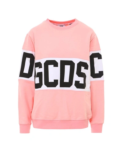 Shop Gcds Band Logo Crewneck Sweatshirt In Pink