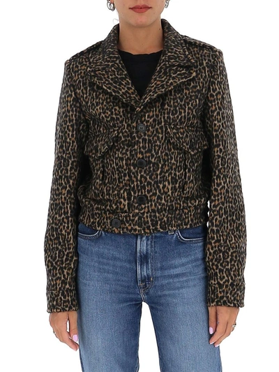 Shop Saint Laurent Leopard Patterned Jacket In Multi