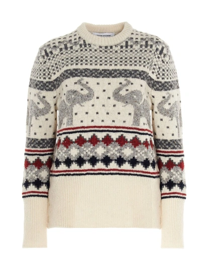 Shop Thom Browne Elephant Intarsia Knitted Sweater In Multi