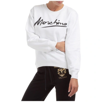 Shop Moschino Logo Sweatshirt In White