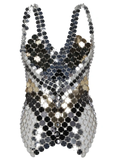 Shop Paco Rabanne Sequin Chainmail Sleeveless Top In Silver