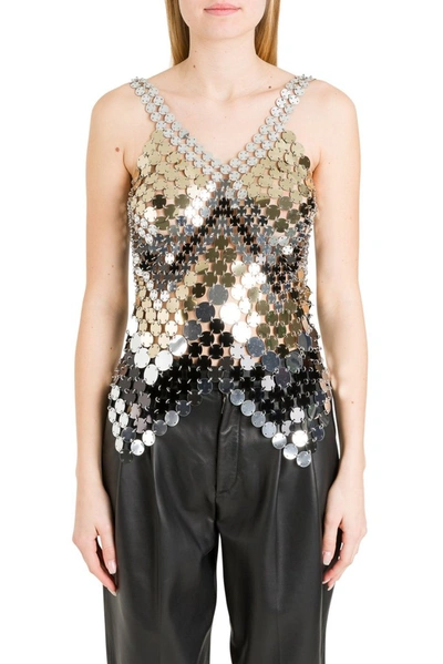 Shop Paco Rabanne Sequin Chainmail Sleeveless Top In Silver