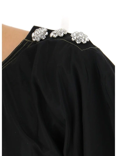 Shop Ganni Ruched Mini Dress In Black