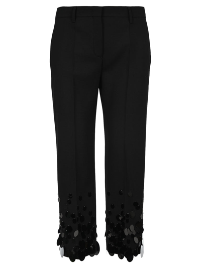 Shop Prada Sequins Embellished Cropped Trousers In Black