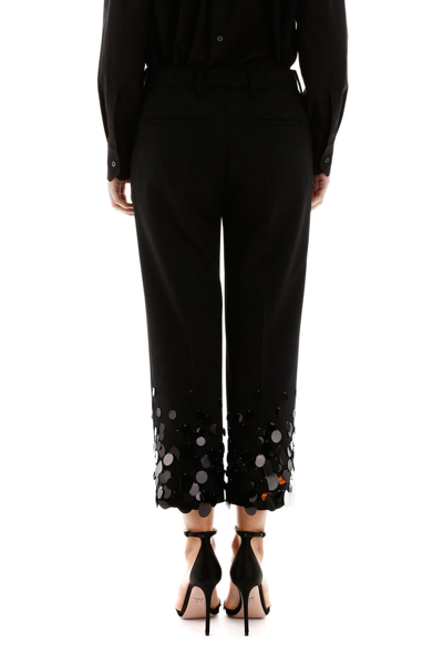 Shop Prada Sequins Embellished Cropped Trousers In Black