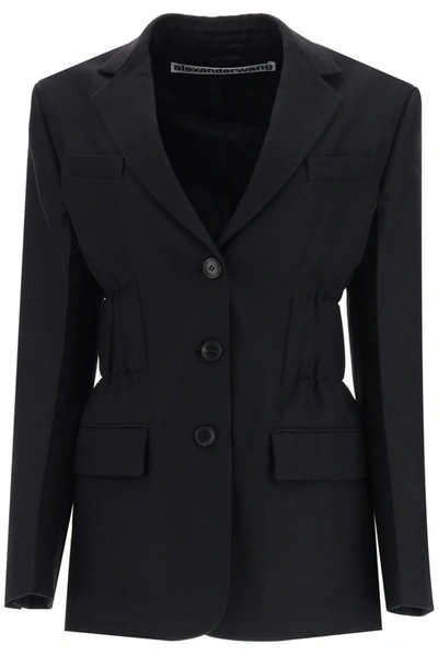 Shop Alexander Wang Cinched Waist Blazer In Black