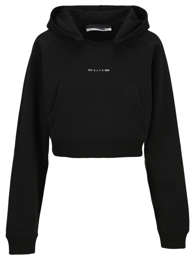 Shop Alyx 1017  9sm Cropped Logo Hoodie In Black