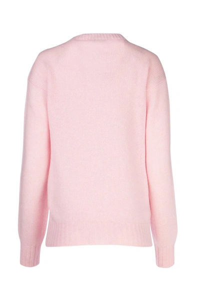 Shop Prada Oversized Knitted Sweatshirt In Pink