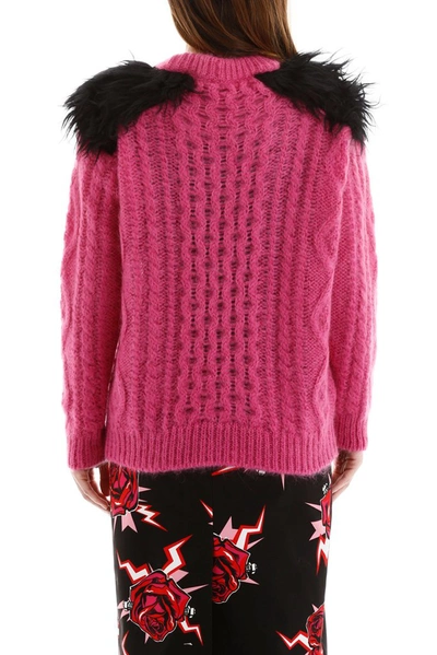 Shop Prada Shoulder Detail Knitted Pullover In Pink