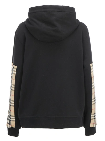 Shop Burberry Vintage Check Panel Oversized Hooded Sweatshirt In Black