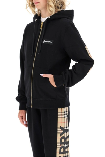 Shop Burberry Vintage Check Panel Oversized Hooded Sweatshirt In Black