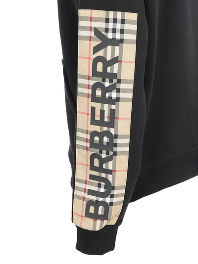 Shop Burberry Vintage Check Panel Oversized Hooded Sweatshirt In Black