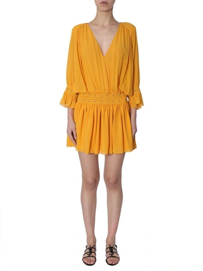 Shop Saint Laurent Studded Mini Dress In Yellow