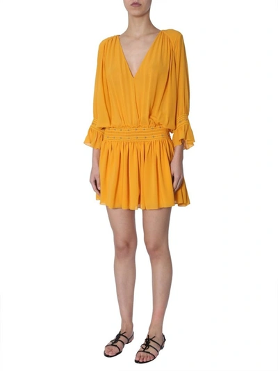 Shop Saint Laurent Studded Mini Dress In Yellow