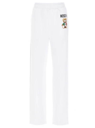 Shop Moschino Italian Teddy Track Pants In White