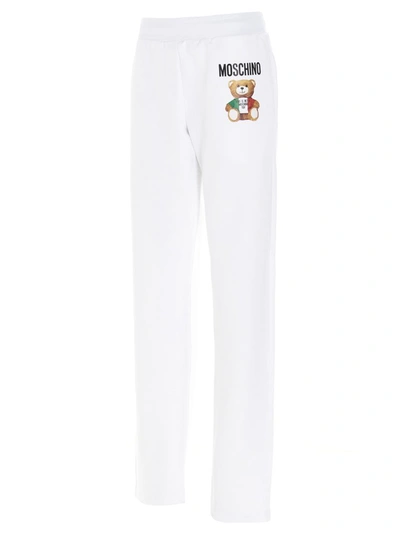 Shop Moschino Italian Teddy Track Pants In White