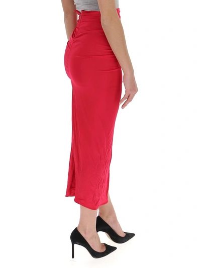 Shop Attico The  High Rise Draped Midi Skirt In Red