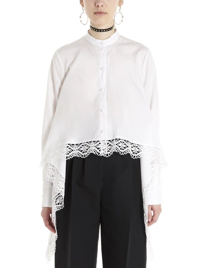 Shop Alexander Mcqueen Asymmetric Lace Hem Shirt In White