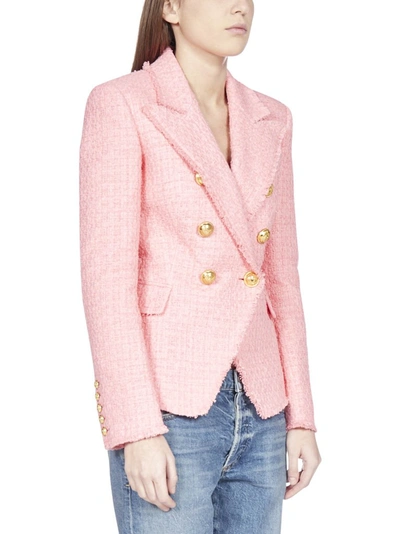 Shop Balmain Bouclé Double In Pink