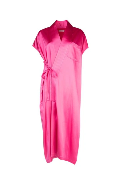 Shop Balenciaga Wrap Front Dress In Pink