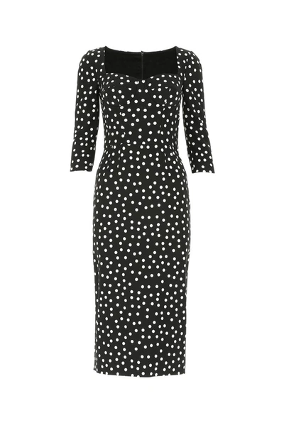 Shop Dolce & Gabbana Polka Dot Midi Dress In Multi