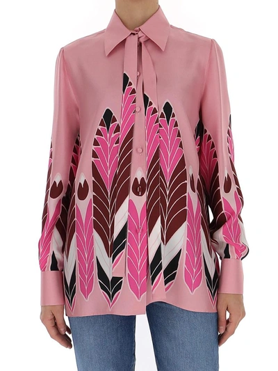 Shop Valentino Pop Feathers Printed Shirt In Pink