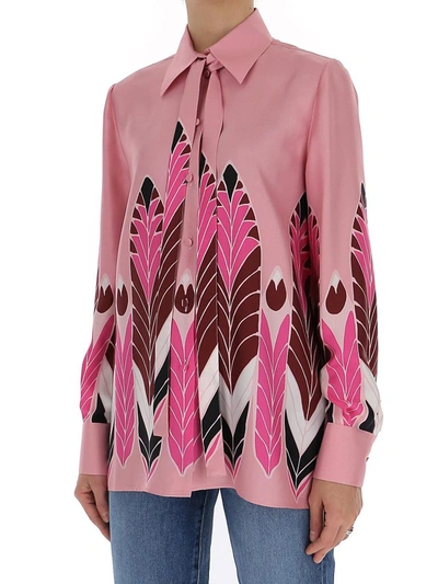 Shop Valentino Pop Feathers Printed Shirt In Pink