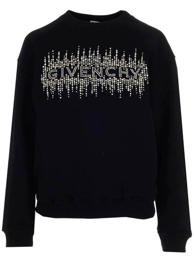 Shop Givenchy Embellished Logo Sweatshirt In Black