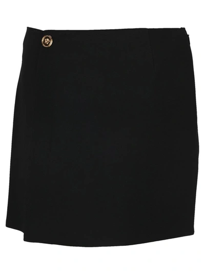 Shop Versace Buttoned Mini Skirt In Black