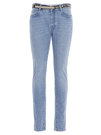 Shop Stella Mccartney Logo Belt Boyfriend Jeans In Blue