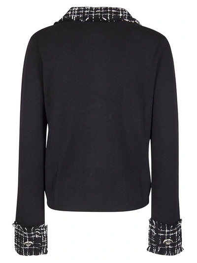 Shop Dolce & Gabbana Tweed Trim Cardigan In Black